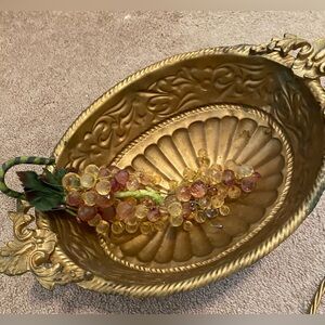 Ornate Gold Decorative Bowl 
No grapes are included.